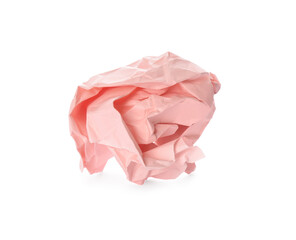 Obraz premium Crumpled sheet of light pink paper isolated on white