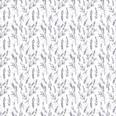 Lavender purple vector seamless pattern. Violet lavender hand draw background.