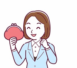 Young woman in a light blue suit