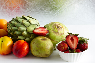 Healthy organic various fruits and vegetables.