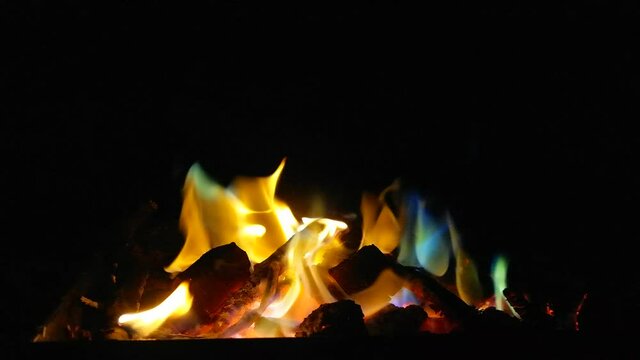 colorful fire on the camping like a rainbow