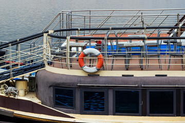 lifebuoy on the deck of the ship