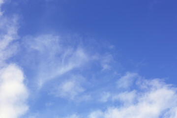 Beautiful blue sky with white clouds outdoors