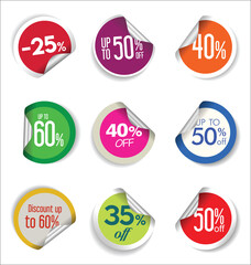 Sale stickers and tags colorful collection 