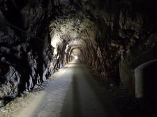 Old railroad abandoned tunnel between Varazze and cogoleto Liguria Italy