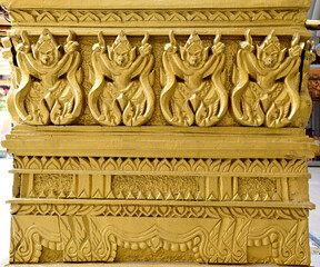 Golden Pattern of Thai art on black background, thailand