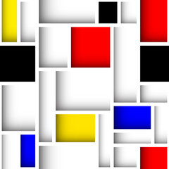 Mondrian style design pattern. . Seamless vector pattern.