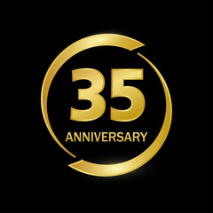 35 years anniversary celebration with elegant golden color and ring for anniversary celebration
