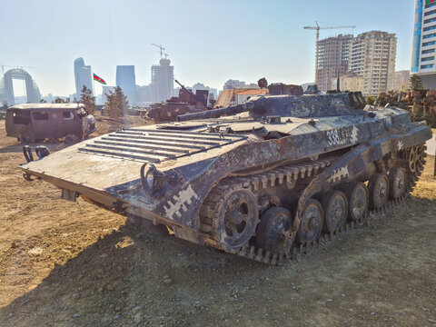 BMP-1 Soviet amphibious tracked infantry fighting vehicle - Baku, Azerbaijan, 04-16-2021