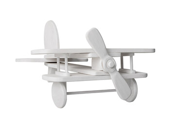 White wooden plane isolated on white background