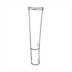The plastic tube is long and narrow for cosmetics - eye cream or gel. Isolated vector illustration.