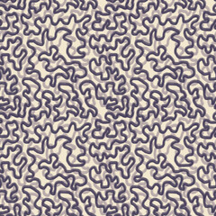 Seamless yellow pattern with purple tangled lines
