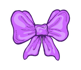 cartoon purple bow Vector clipart illustration isolated on white background element for design