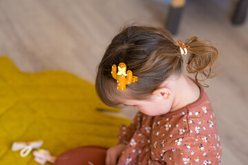 hair clips for girls. Horizontal closeup portrait