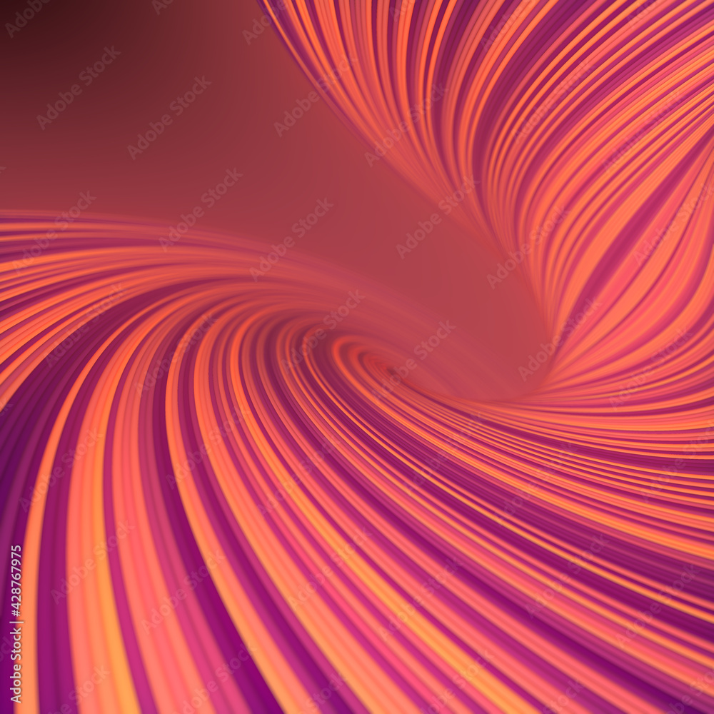 Poster Twisted wavy glowing lines in abstract style. 3d rendering digital illustration. Line art design element