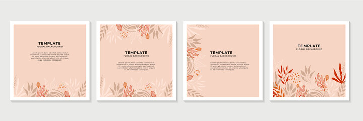 Social media stories, posts, highlights templates. Abstract floral vector backgrounds with copy space for text