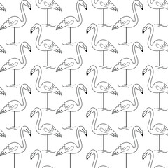 Seamless trendy pattern with flamingo. Cartoon vector illustration for prints, clothing, packaging and postcards.