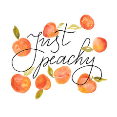 Just peachy. Watercolor design for posters, t-shirts etc. Summer vibes.
