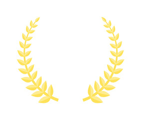 Gold laurel leaf wreath award isolated on white