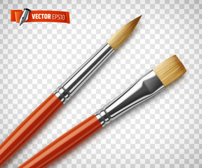 Pinceaux rouges vectoriels sur fond transparent