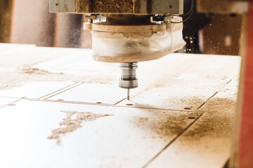 Machine working cnc, woodworking tool, computer numerical control.