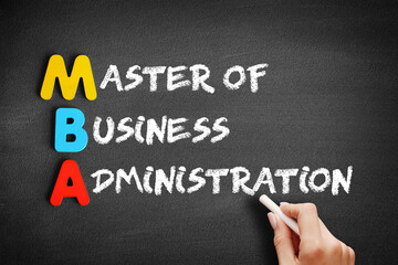 Obraz premium MBA - Master of Business Administration acronym, business concept on blackboard