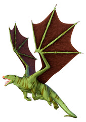 3D Rendering Fairy Tale Dragon on White