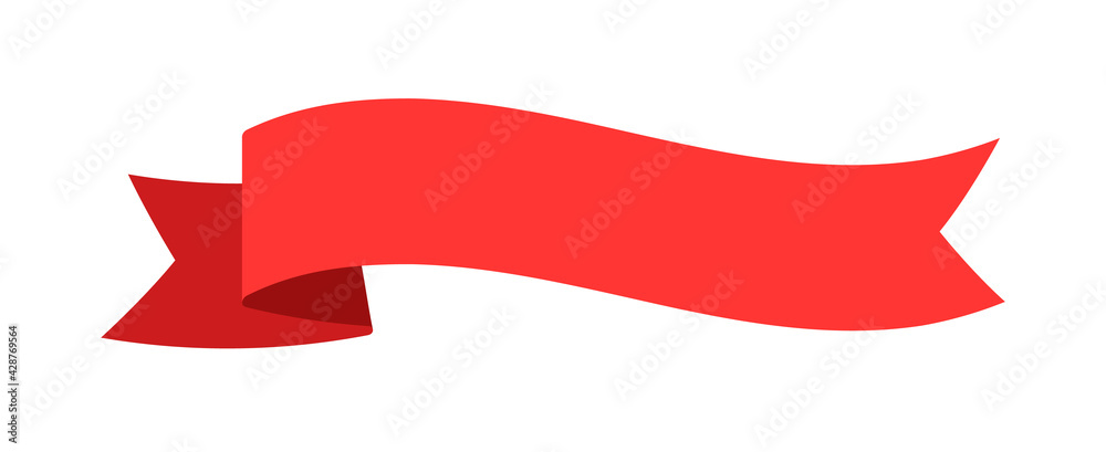 Wall mural curved wavy red banner ribbon vector design on white