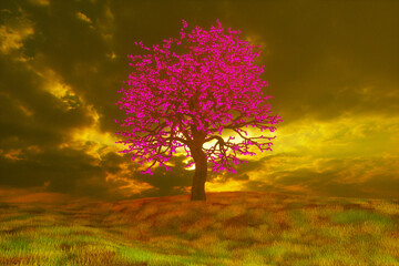 Obraz na płótnie Canvas a mysterious magic tree (3d rendering)