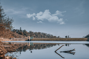 Irish landscape on a beautiful spring morning at Bohernabreena Waterworks, Co Dublin. 