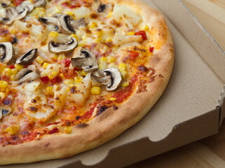 Pizza with Vegetables Pineapple and Mushrooms