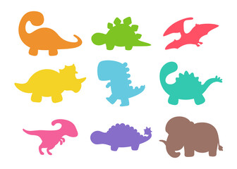 Blank baby dinosaur silhouette for add cute text for kids. Isolated on background.