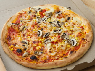 Pizza with Vegetables Pineapple and Mushrooms
