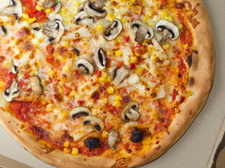 Pizza with Vegetables Pineapple and Mushrooms