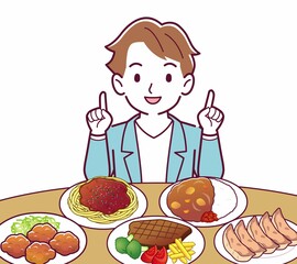 たくさん食べ物を食べる人