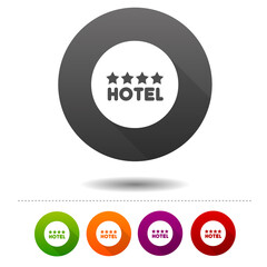 Four star Hotel icon. Travel symbol sign. Web Button.