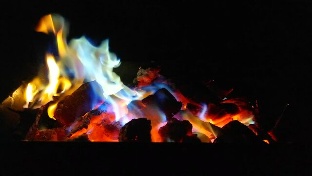colorful fire on the camping like a rainbow