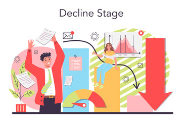Bankruptcy concept. Financiall crisis with falling down profit graph