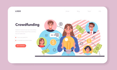 Crowdfunding web banner or landing page. Financial support of new business