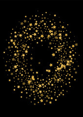 Gold Isolated Sequin Illustration. Dark Confetti Pattern. Gradient Star Glamor Background. Holiday Spark Texture. Golden Element Design