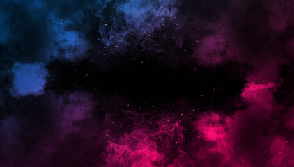 Neon smoke on a  black background. 