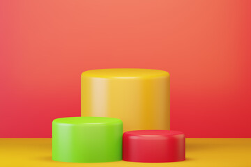 colorful podium for product promotion. Minimalist design in modern, empty space, 3d rendering
