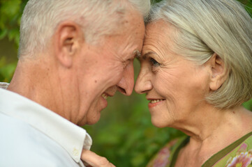 portrait of a beautiful senior couple in the park