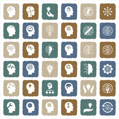 Mindset Icons. Grunge Color Flat Design. Vector Illustration.