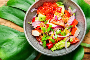 Avocado and seafood salad