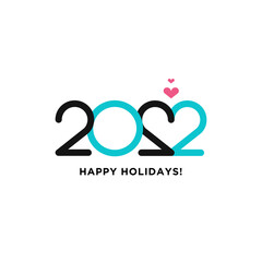 2020 Logotype of the year. Vector modern minimalistic text with colorful numbers. Conceptual design. Vector perfect modern minimalistic text with black numbers. Isolated on white background. Love sign