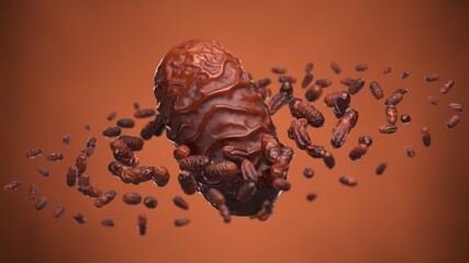 date palm fruits, 3d illustration, suitable for fasting, ramadan, islam and iftar themes.