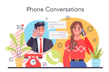 Phone conversations. Business negotiations concept. Connection and communication