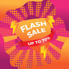 Flash sale, super sale, big sale up to 70% banner template