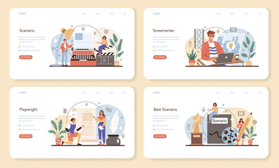 Screenwriter online service or platform set. Playwright create a screenplay